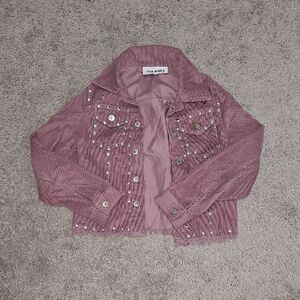Steve Madden Pink Jean Jacket with Shimmering Embellishments